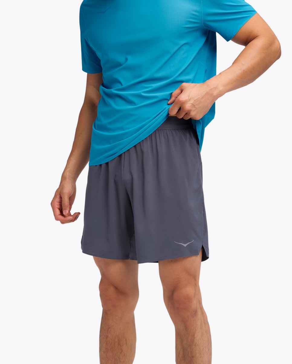 HOKA SHORT GLIDE 7¨2 IN 1 CHARCOAL GREY HOMBRE
