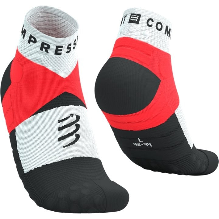 COMPRESSPORT ULTRA TRAIL LOW SOCKS FLUO RED WHITE