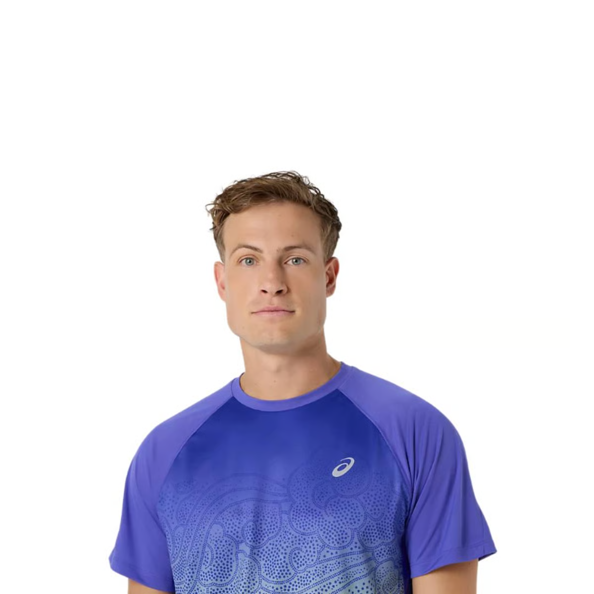ASICS ROAD FADE SS TOP COBALT BURST ILLUMINATE GREEN HOMBRE