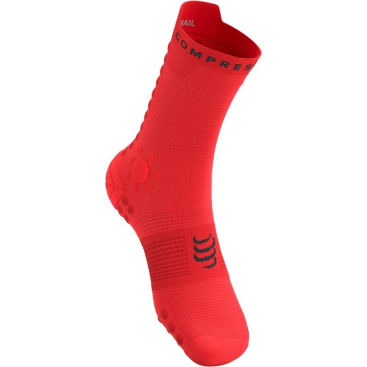 COMPRESSPORT PRO RACING SOCKS V4.0 TRAIL FLUO RED BLACK