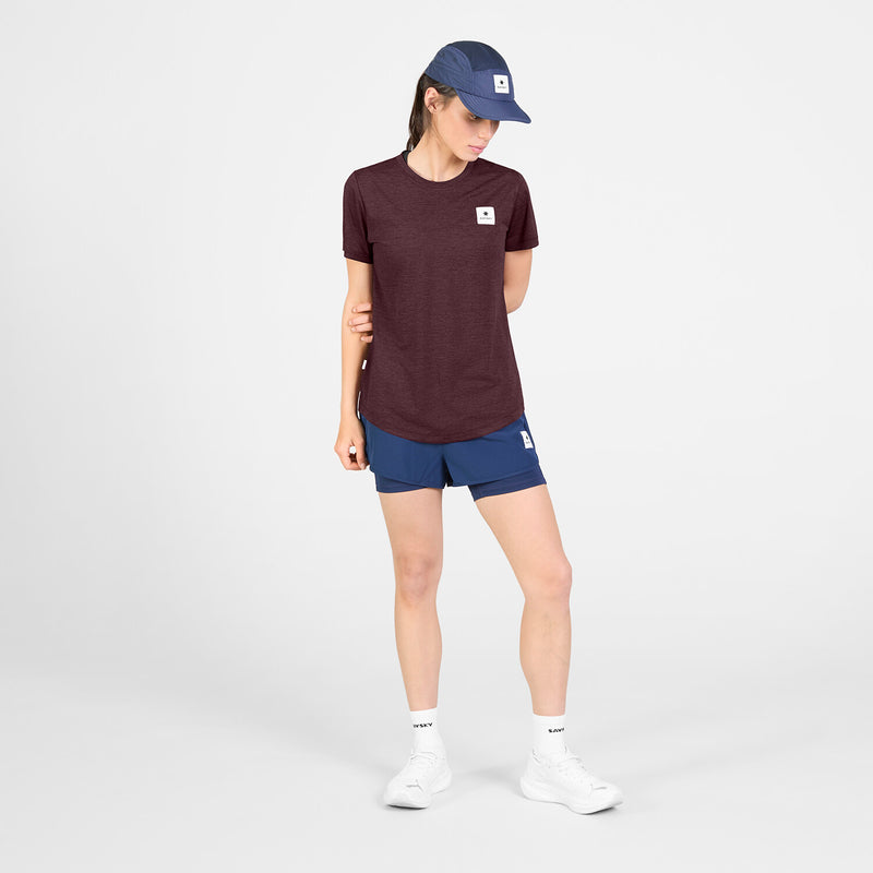 SAYSKY Clean Combat Pro T-Shirt Burgundy mujer - vista modelo 3
